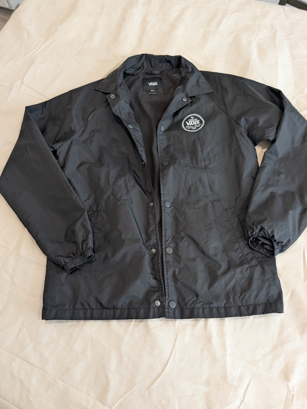 Vans Black Coach Windbreaker Jacket with Chest Logo